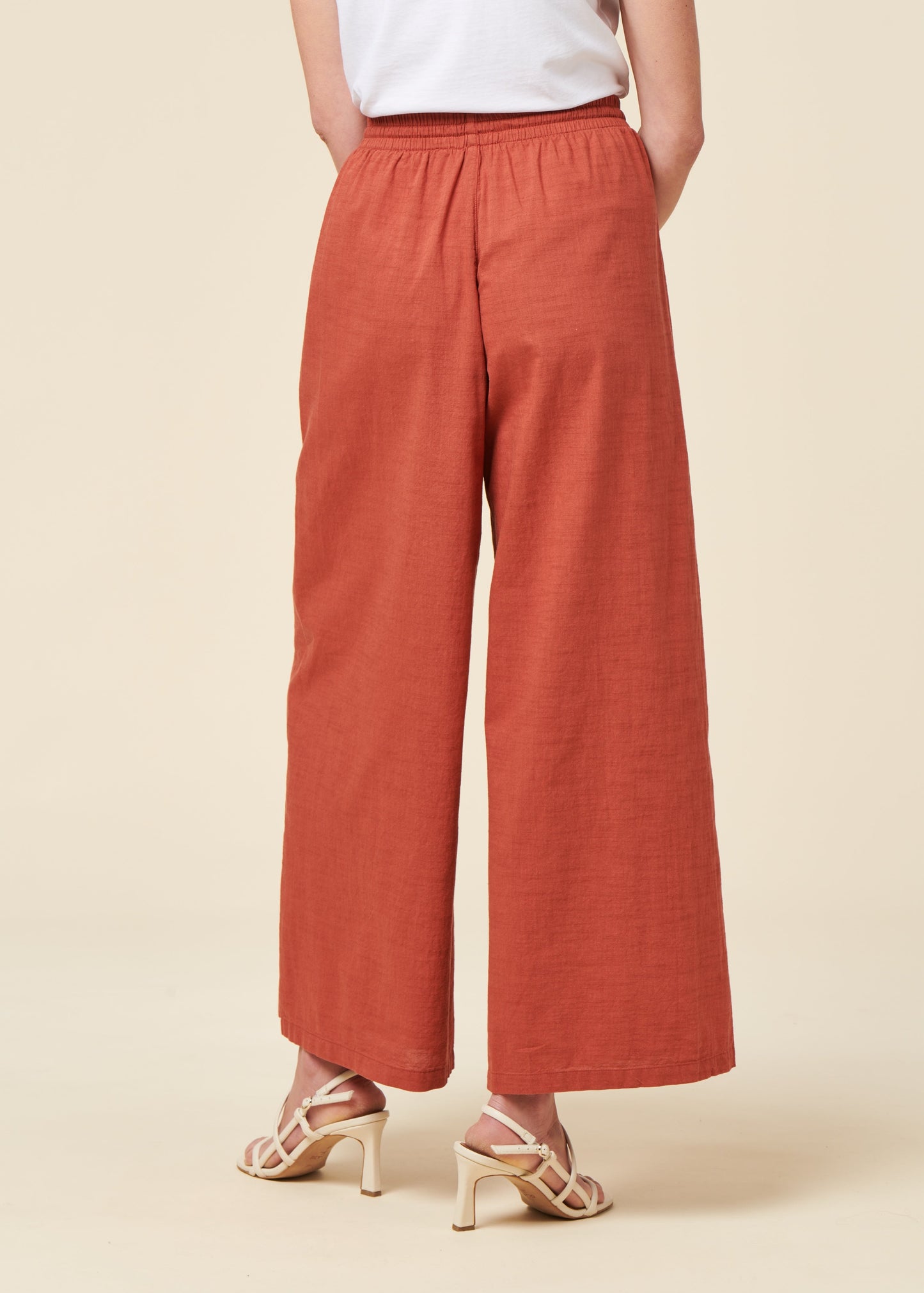 Pantalon ample en coton bio | terracotta "flared pant - dusty red"
