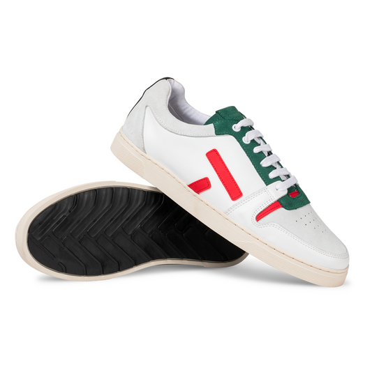 Baskets basses en cuir certifié | multicolore "san31 sansaho white nappa green red"