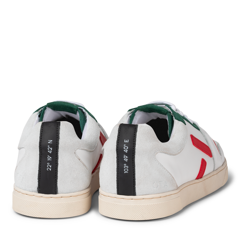 Baskets basses en cuir certifié | multicolore "san31 sansaho white nappa green red"
