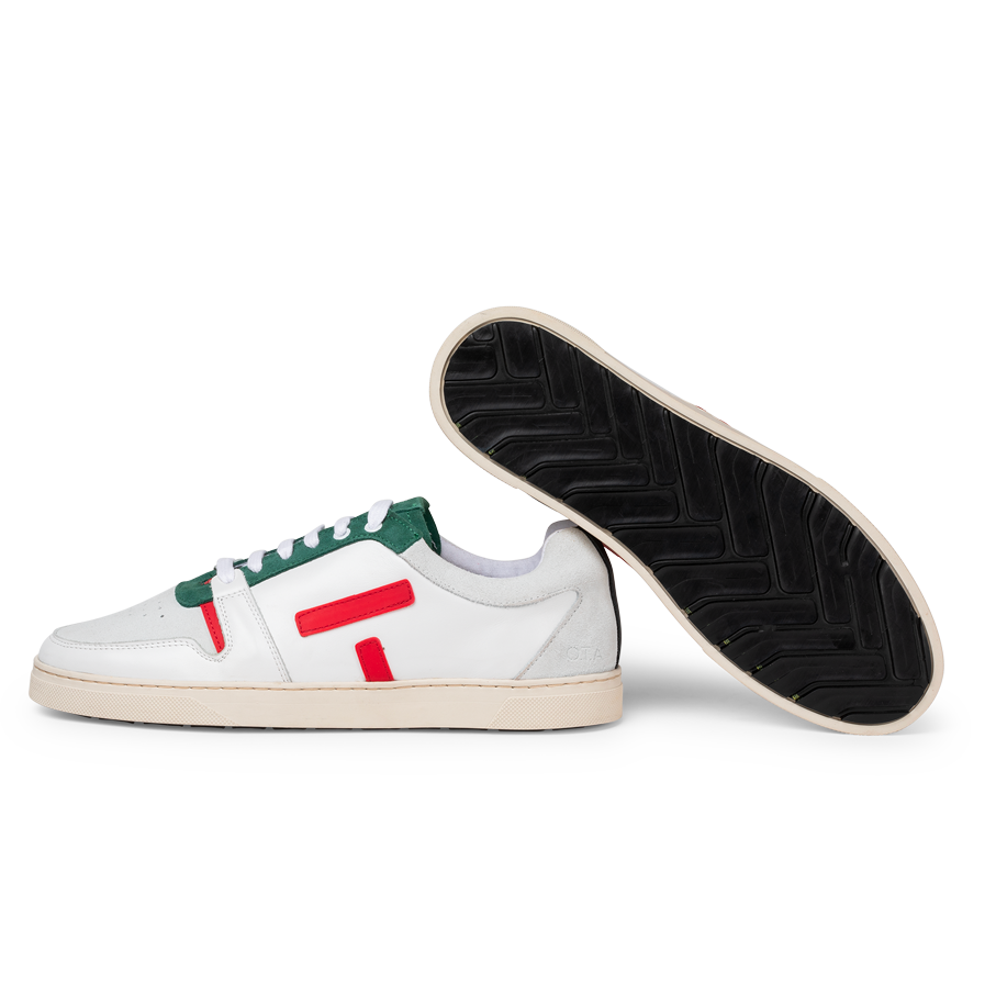Baskets basses en cuir certifié | multicolore "san31 sansaho white nappa green red"