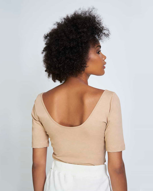 T-shirt beige en coton bio - SCOOP