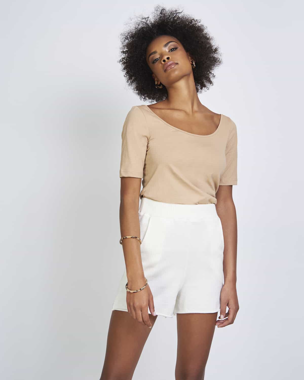 T-shirt beige en coton bio - SCOOP