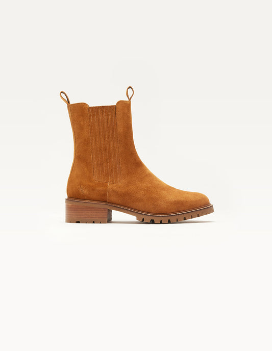 Bottines en cuir certifié | suède ambre "dorianne"
