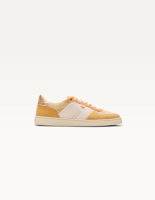 Baskets en cuir certifié | marie - beige creme pêche