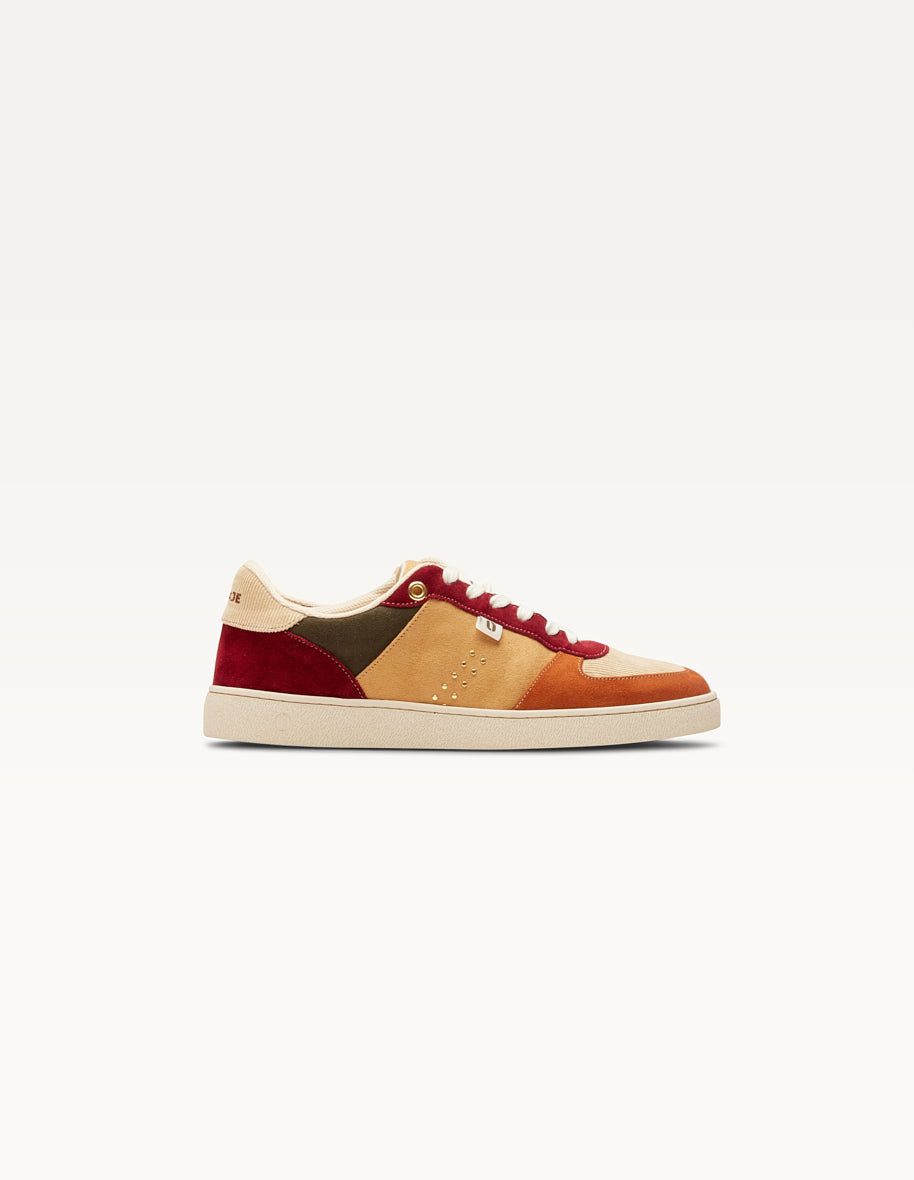 Baskets en cuir certifié | cognac crème bordeaux "marie"