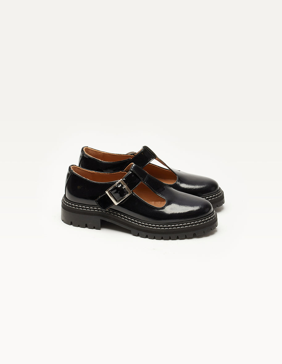 Derbies en cuir vernis certifié | noir "romane"