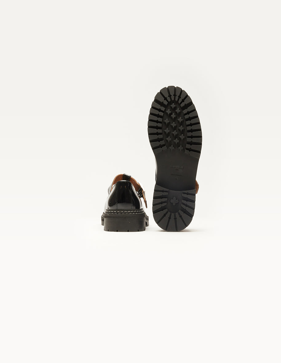 Derbies en cuir vernis certifié | noir "romane"