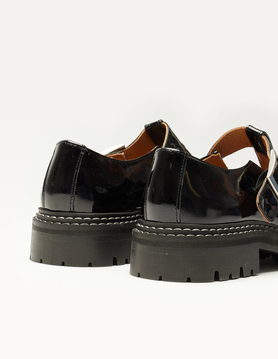 Derbies en cuir vernis certifié | noir "romane"