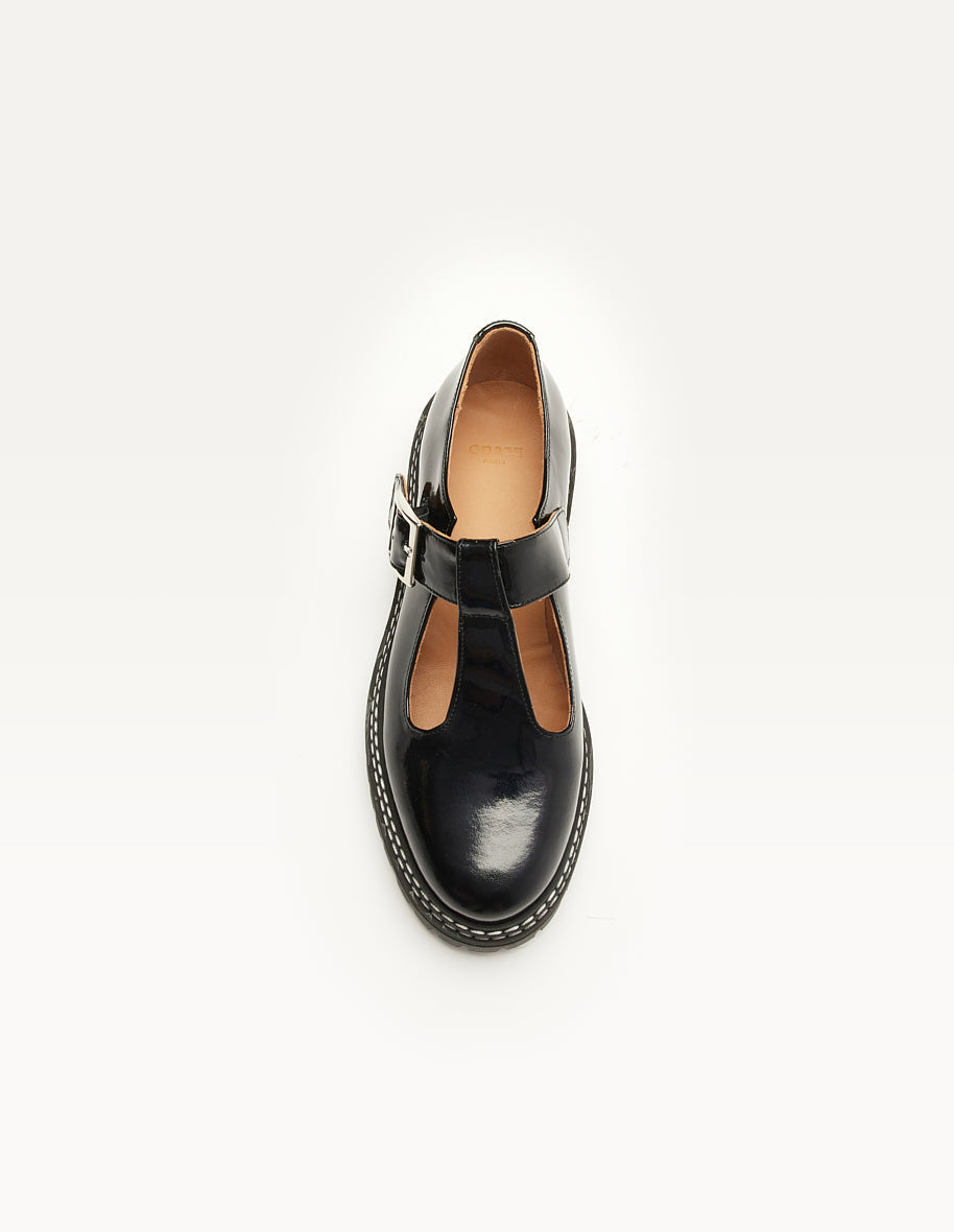 Derbies en cuir vernis certifié | noir "romane"