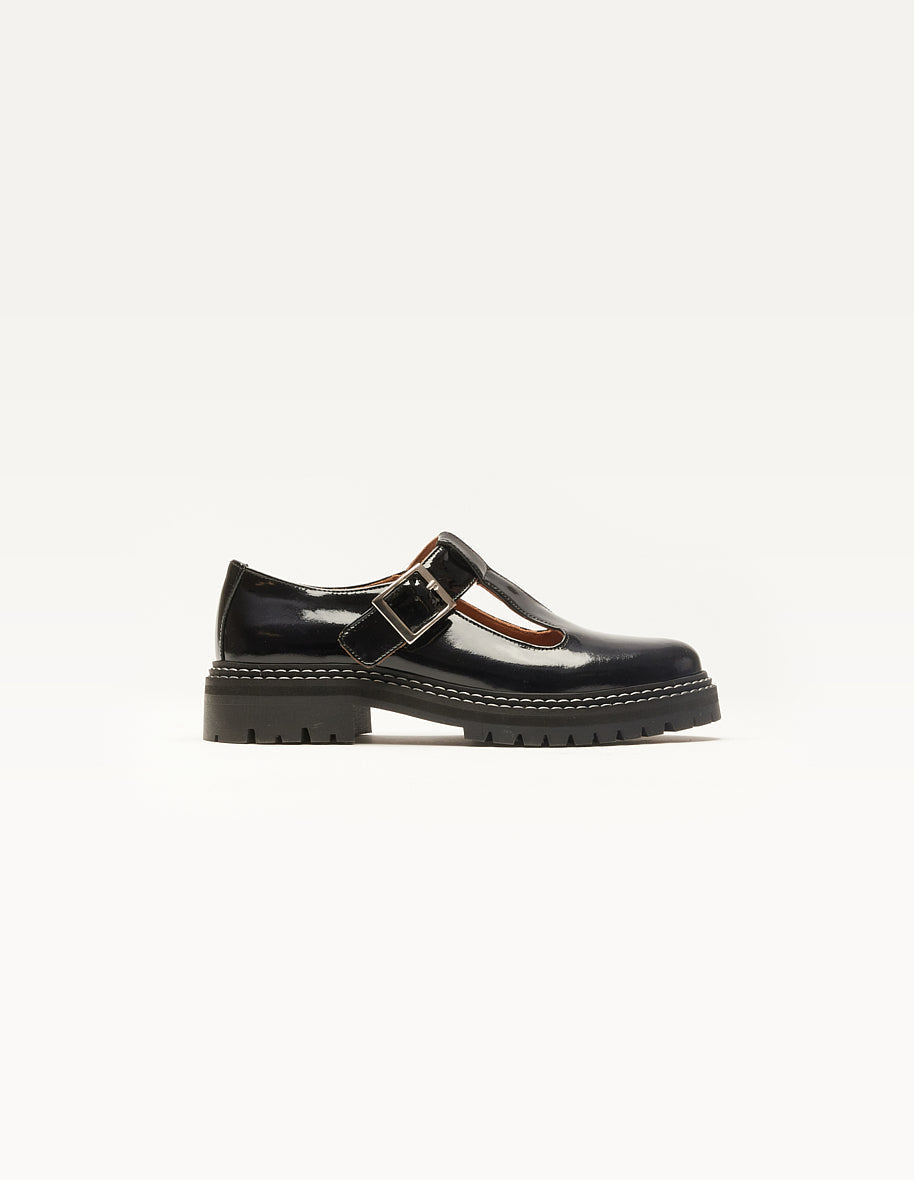 Derbies en cuir vernis certifié | noir "romane"