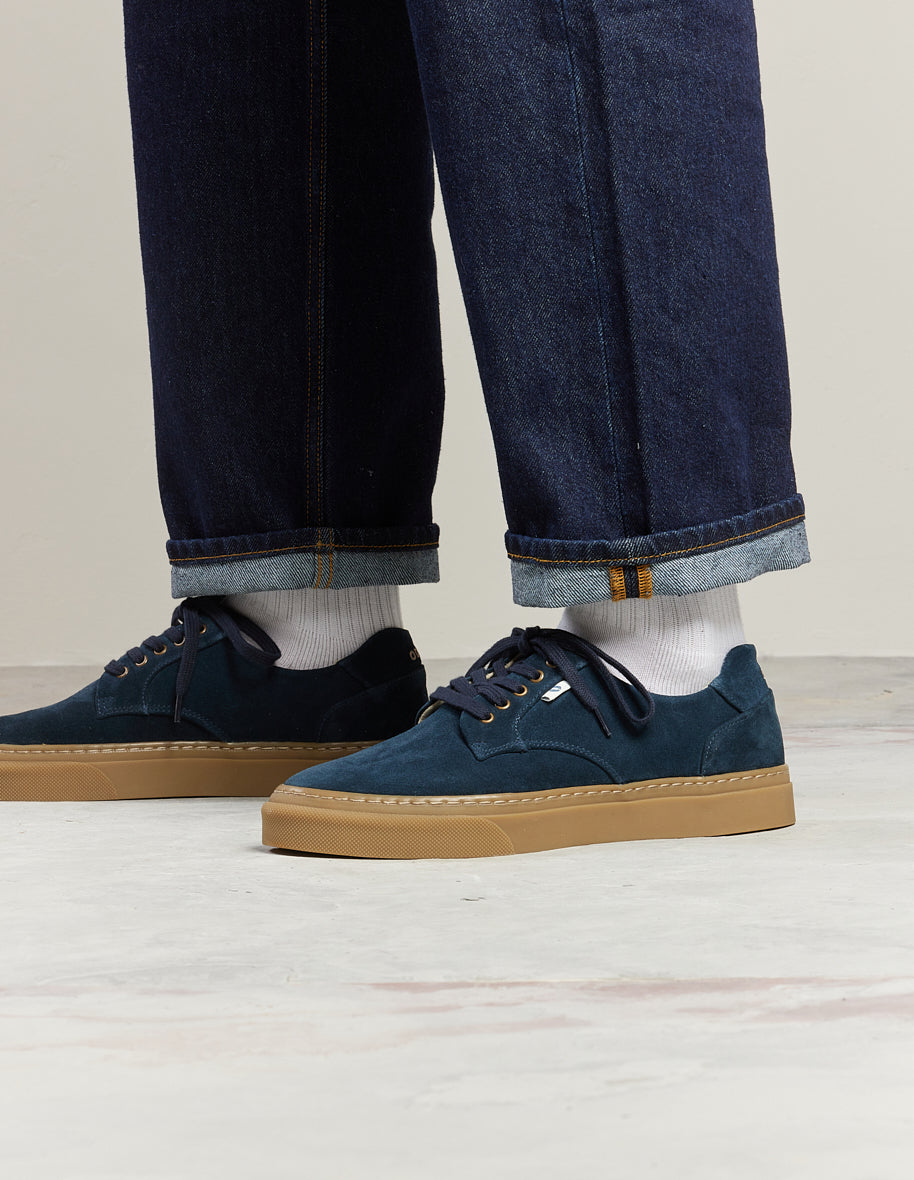 Baskets en cuir certifié | bleu "alexandre - bleu pétrole"