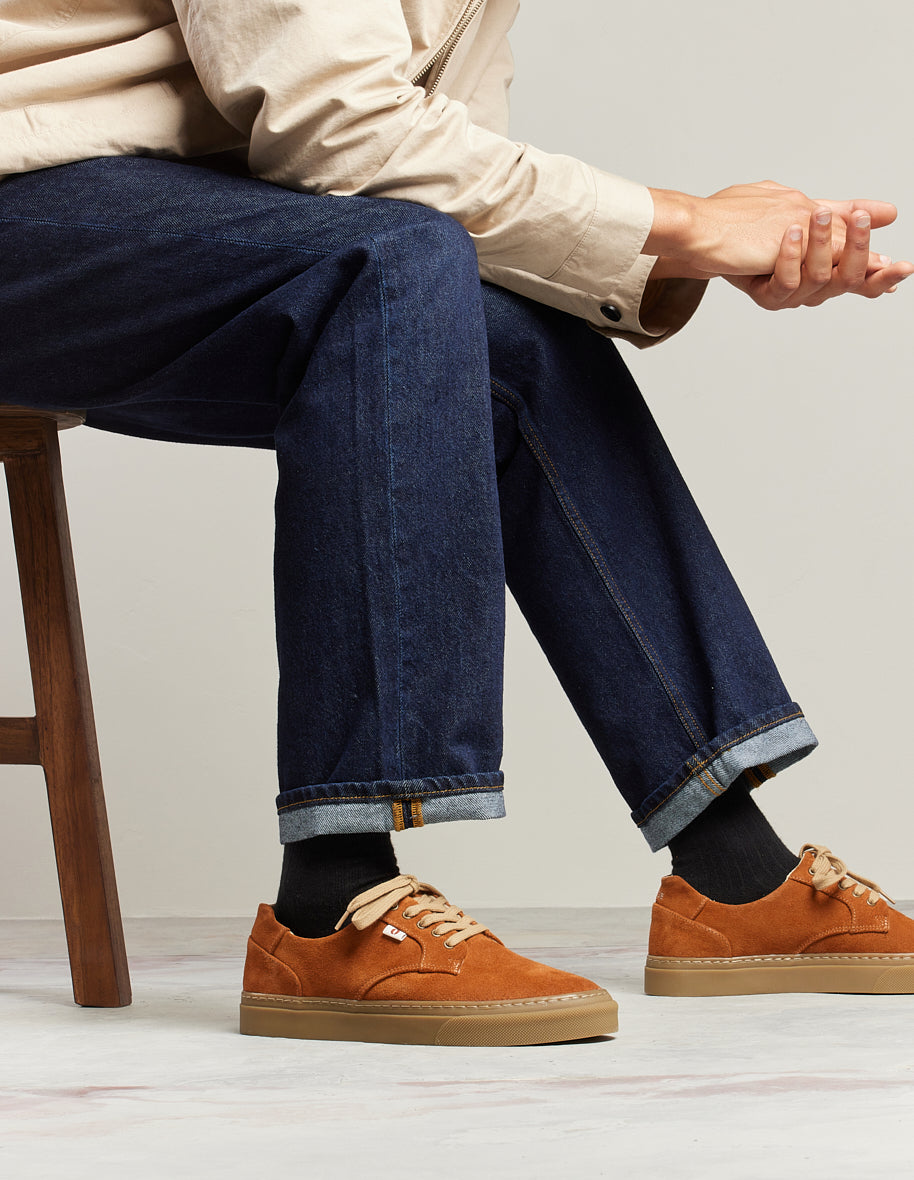 Baskets en cuir certifié | orange "alexandre - terracotta"