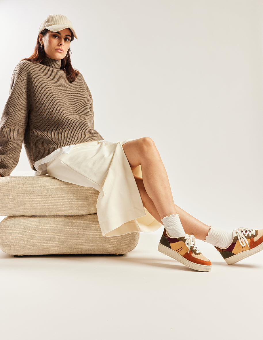 Baskets en cuir certifié | maxence f - cognac crème sapin