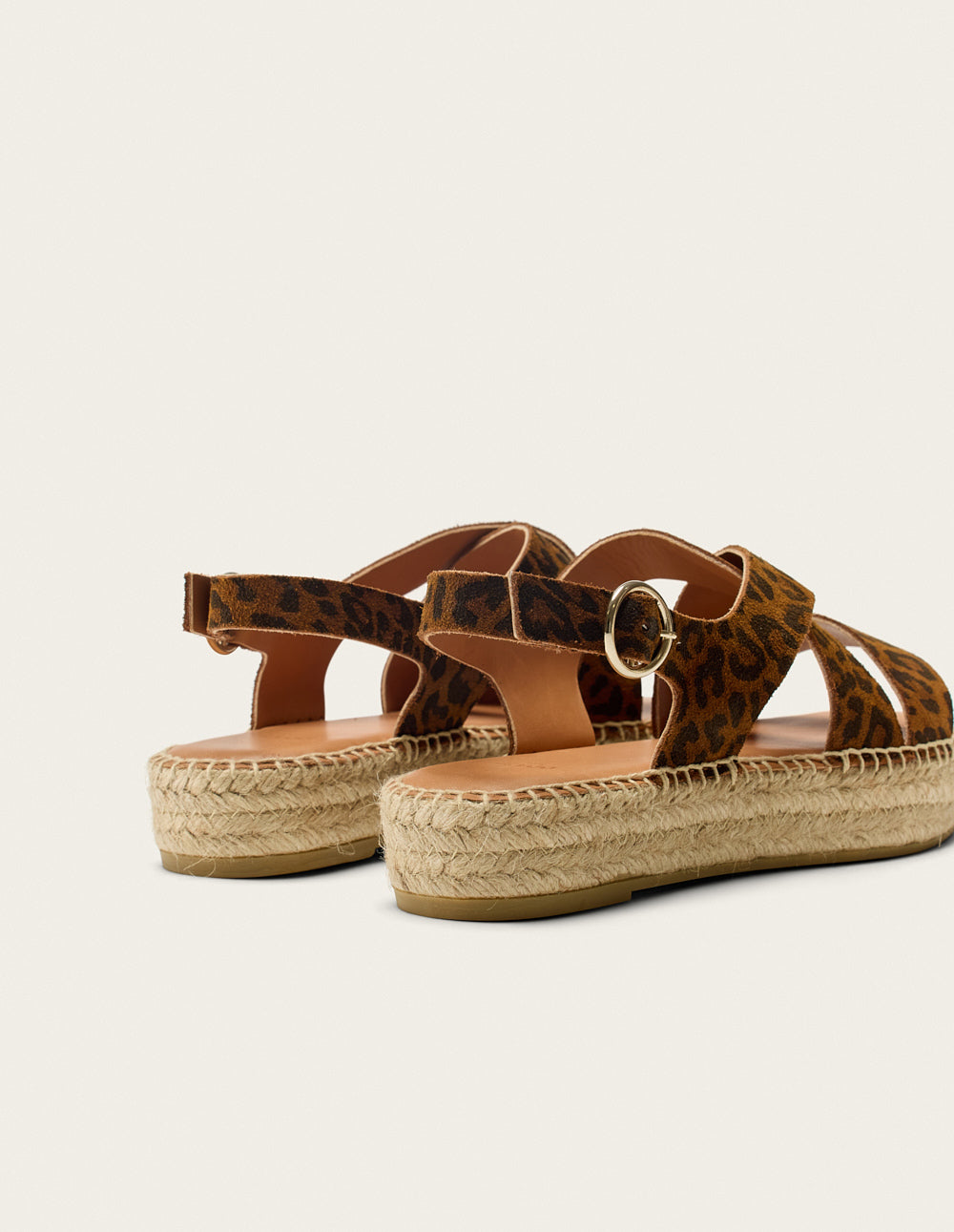 espadrilles plateforme en cuir certifié | léopard "espadrilles chantal - suède"