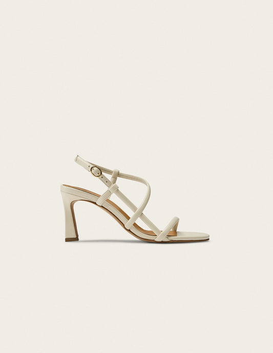 Sandales à talons en cuir certifié | beige "sandales à talons colada - cuir écru"