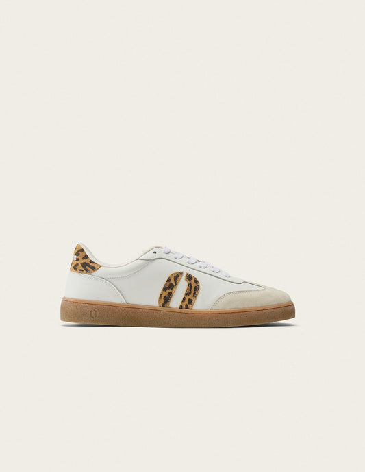 Baskets en cuir certifié | blanc "baskets basses lucia - blanc et léopard"