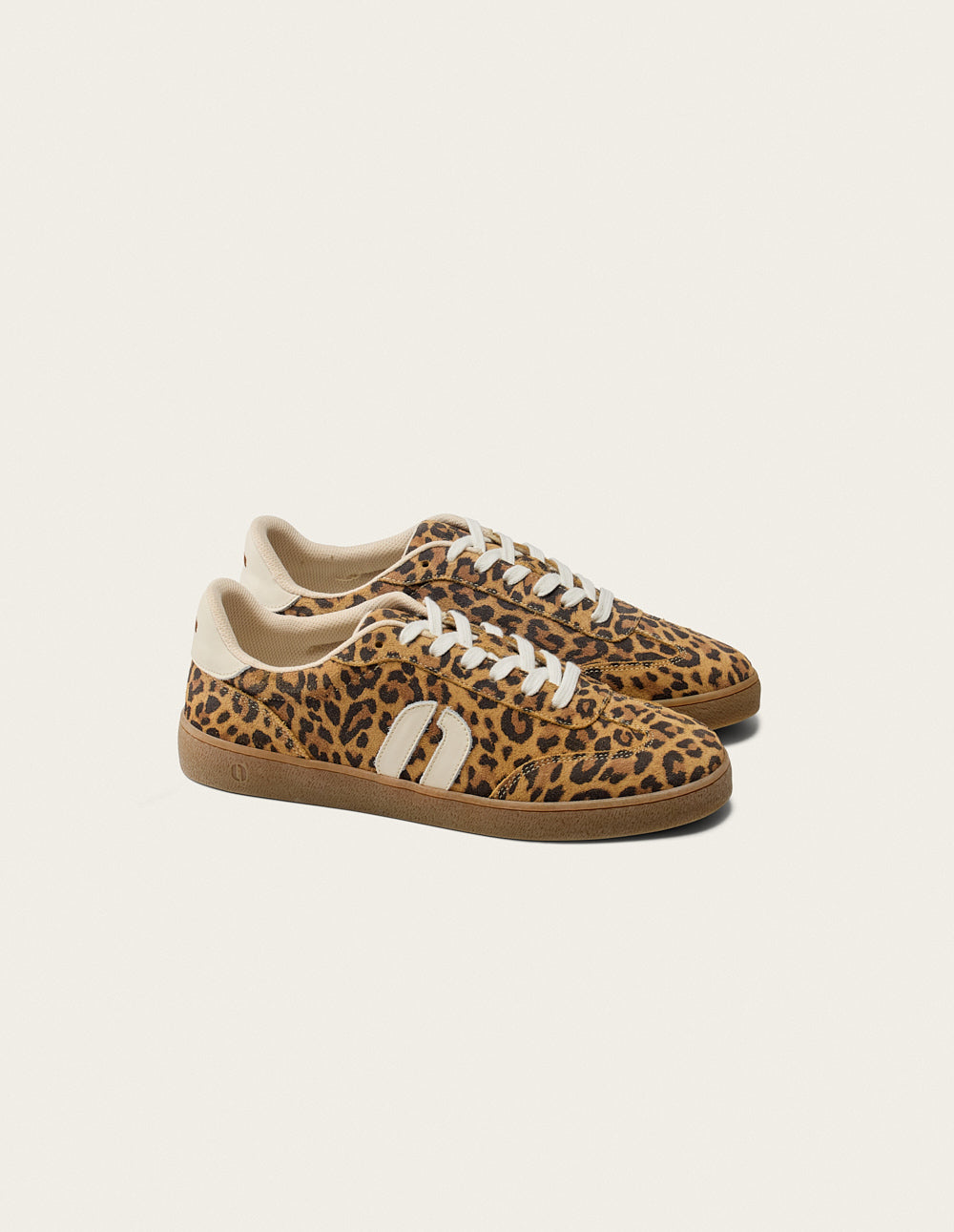 Baskets en cuir certifié lwg | beige "baskets basses lucia - léopard"
