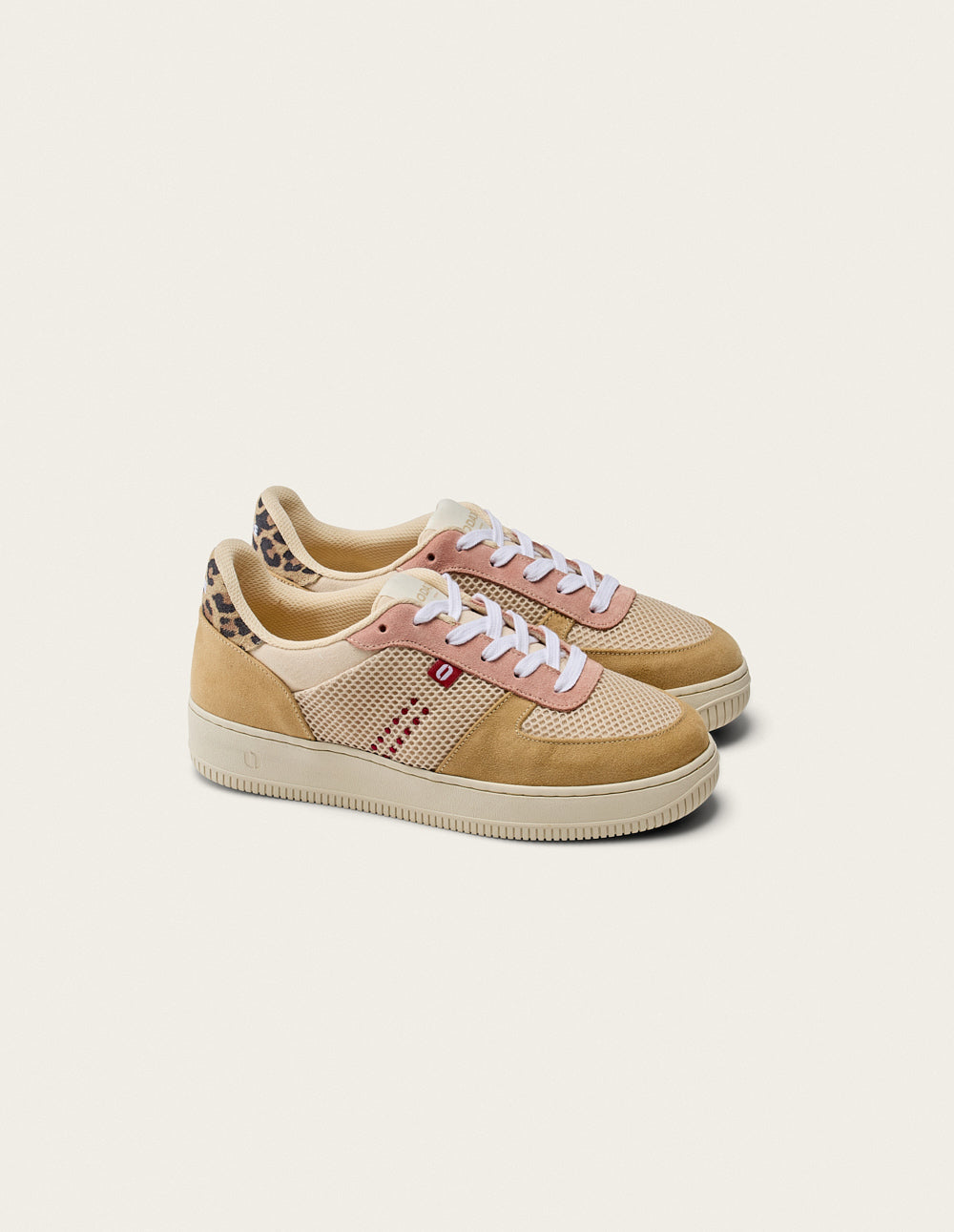 Baskets en cuir certifié | beige "baskets basses maxence f - ambre blanc nude"