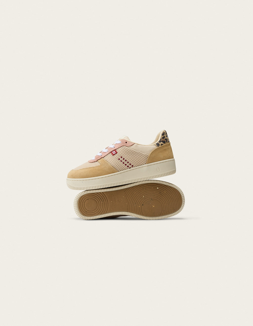 Baskets en cuir certifié | beige "baskets basses maxence f - ambre blanc nude"
