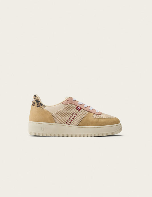 Baskets en cuir certifié | beige "baskets basses maxence f - ambre blanc nude"