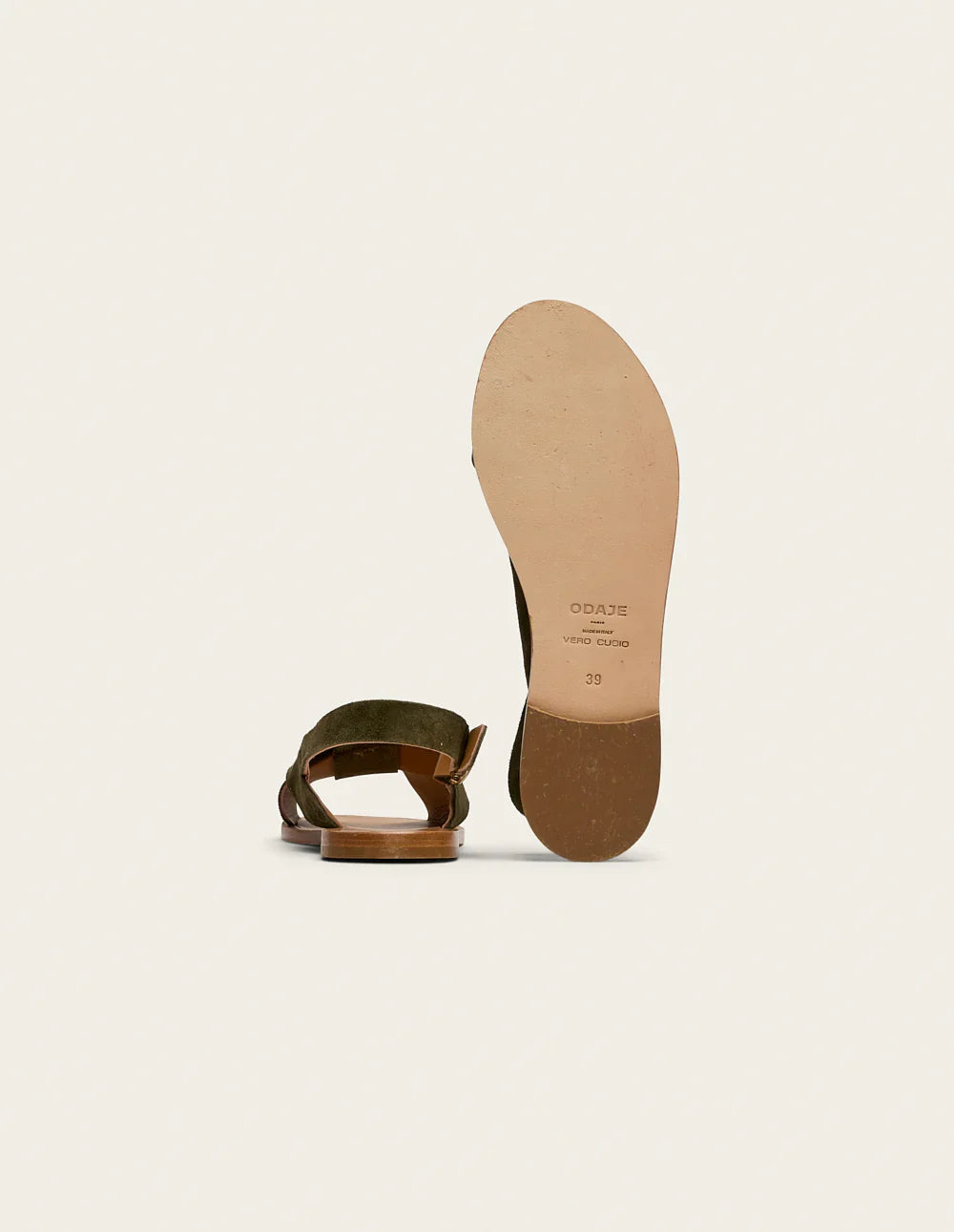 Sandales en cuir certifié | marron "paloma suède kaki"