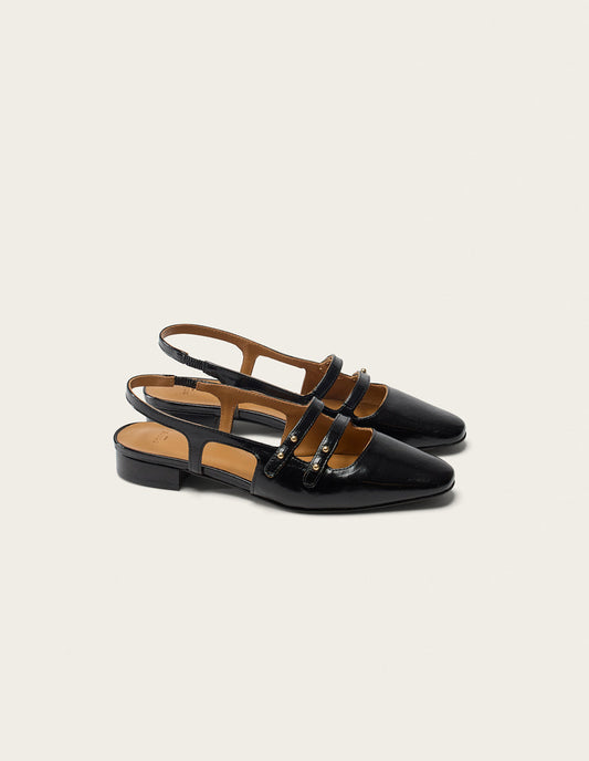 Sandales en cuir certifié | noir "soli - cuir plissé noir"