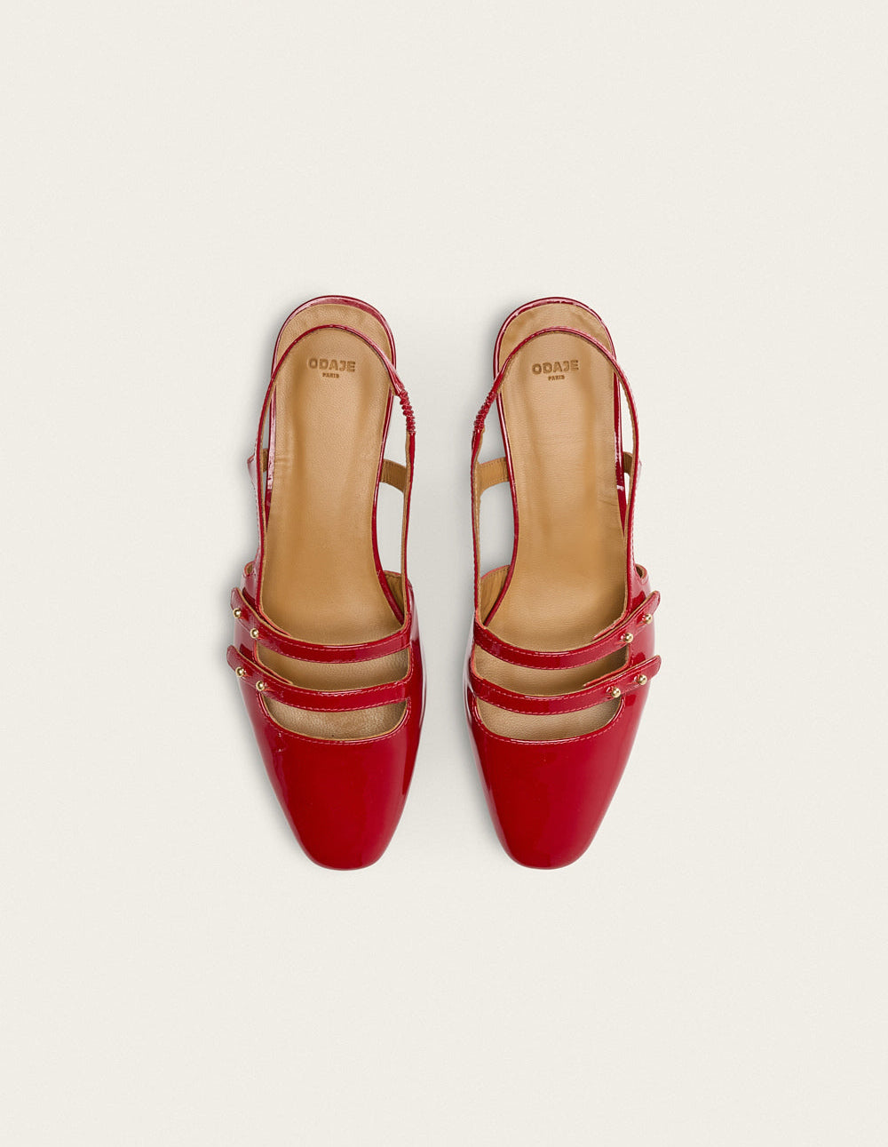 Sandales en cuir certifié | rouge "soli - cuir vernis rouge"