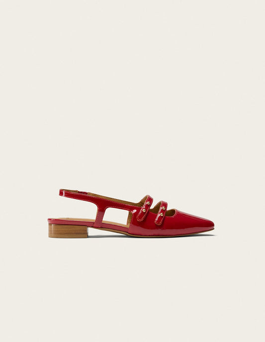 Sandales en cuir certifié | rouge "soli - cuir vernis rouge"