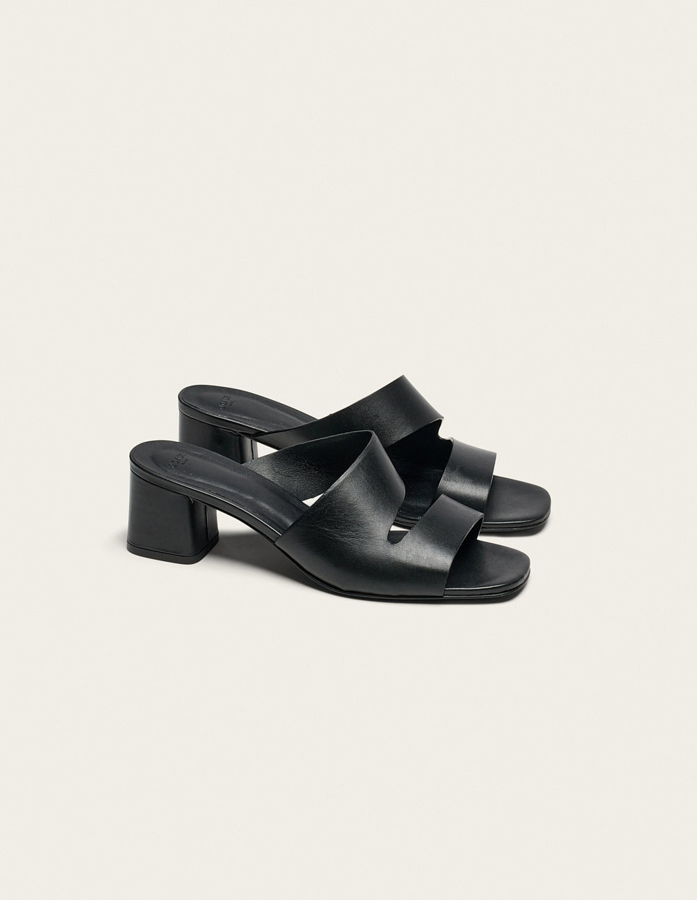 Mules à talon en cuir certifié | noir "Mules fika - cuir noir"
