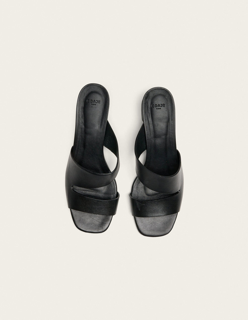Mules à talon en cuir certifié | noir "Mules fika - cuir noir"