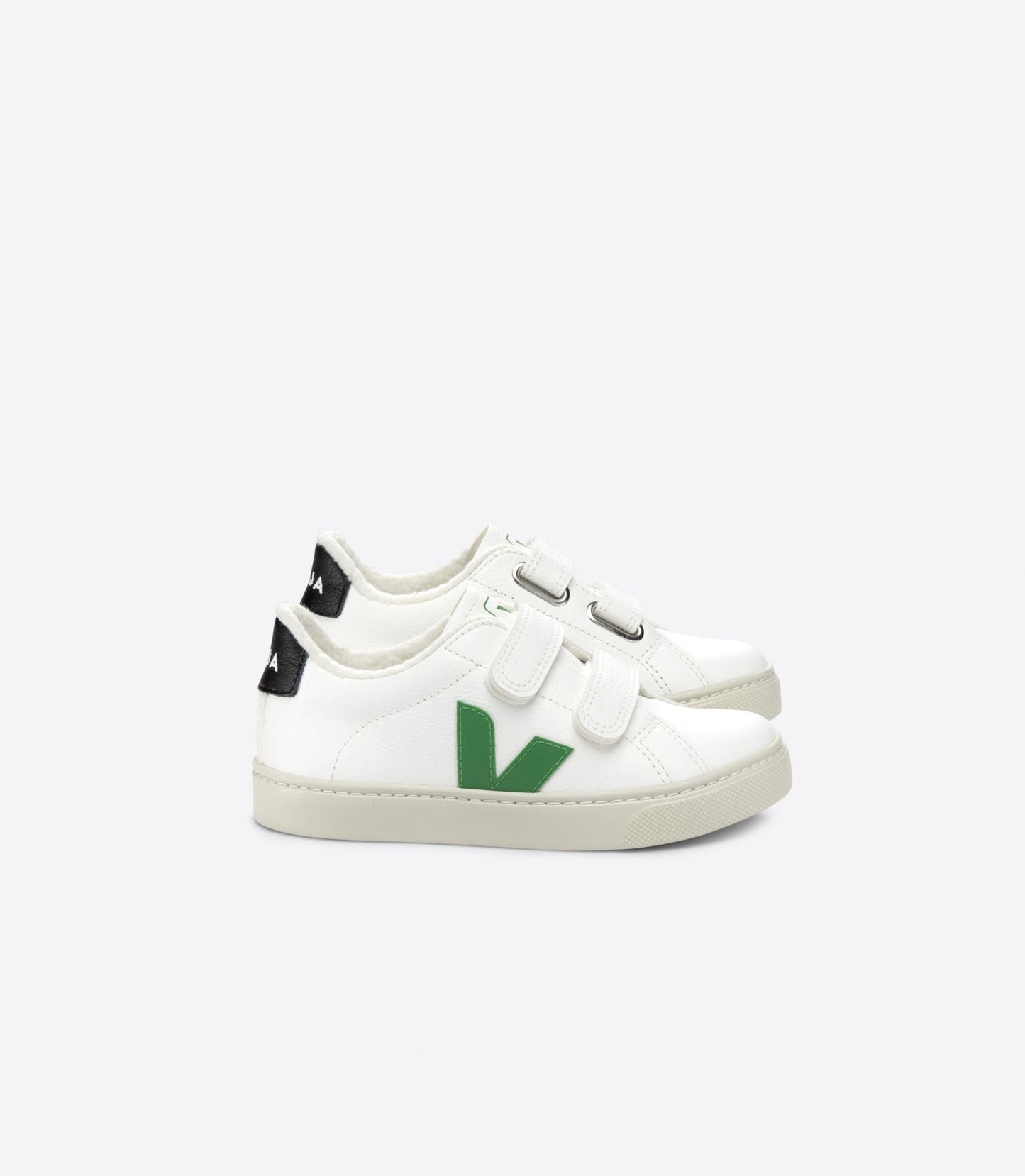 Baskets bébé molletonnées en cuir sans chrome | vert "esplar fured chromefree leather white emeraude"