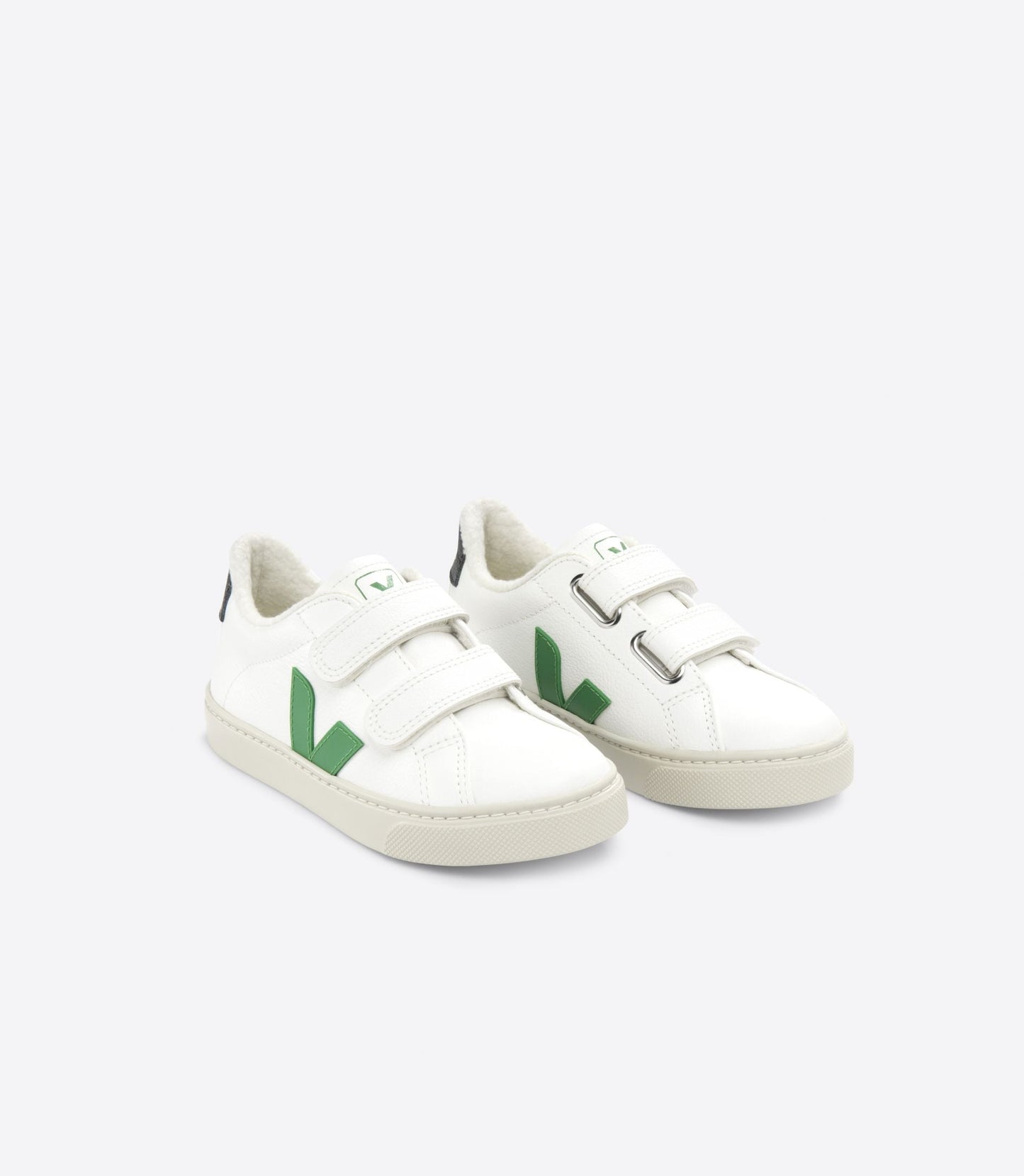 Baskets enfant molletonnées en cuir sans chrome | vert "esplar fured chromefree leather white emeraude"