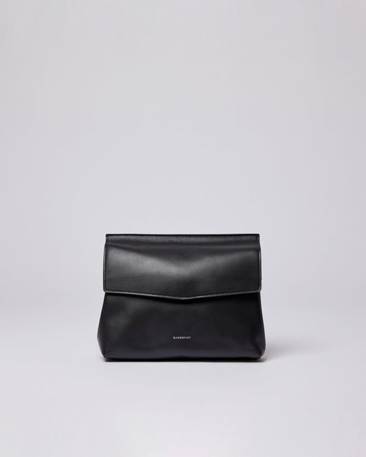 Sac à bandoulière en cuir certifié | noir "signe black"