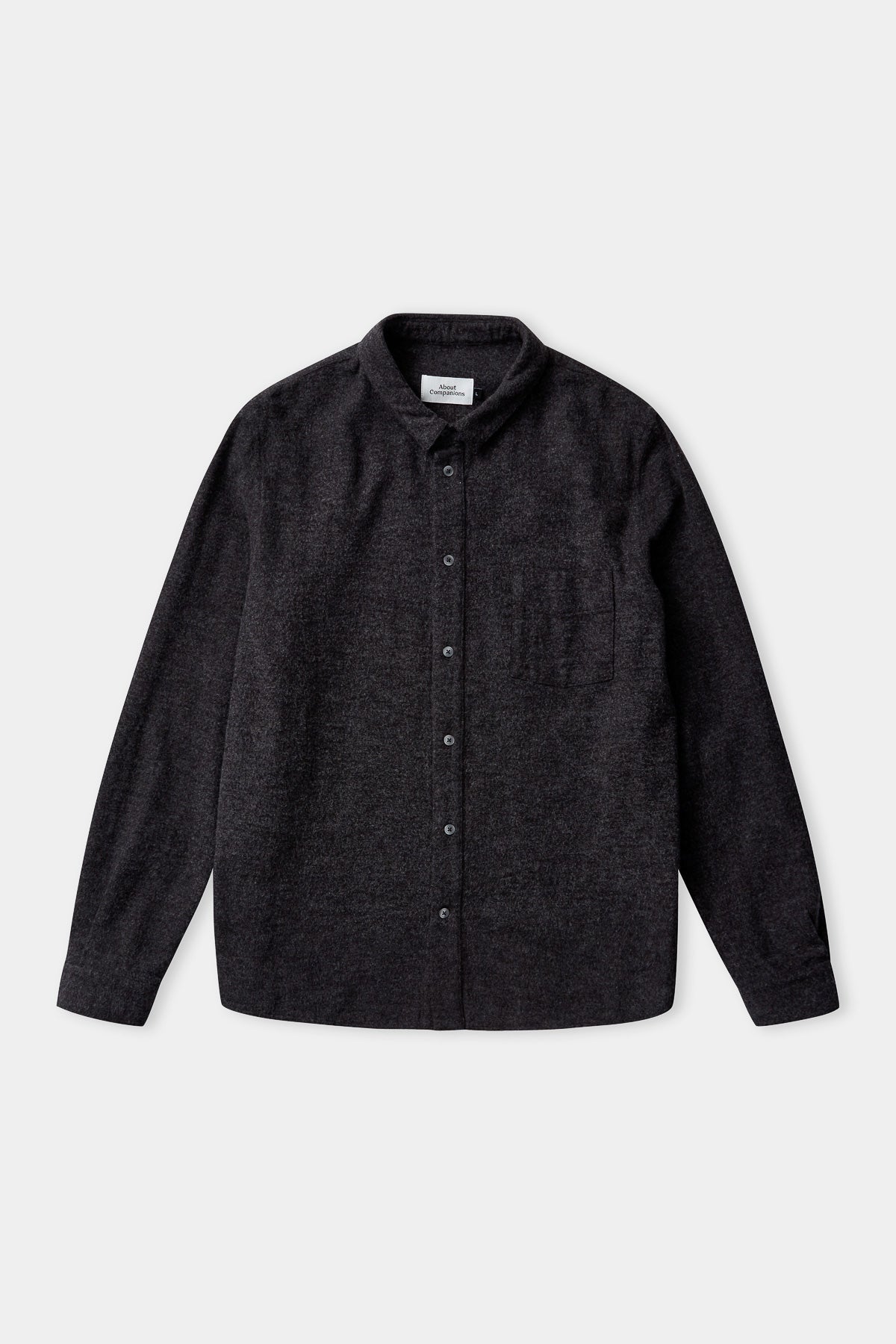 chemise droite flanelle en coton bio | gris foncé "simon shirt - eco coal flannel"