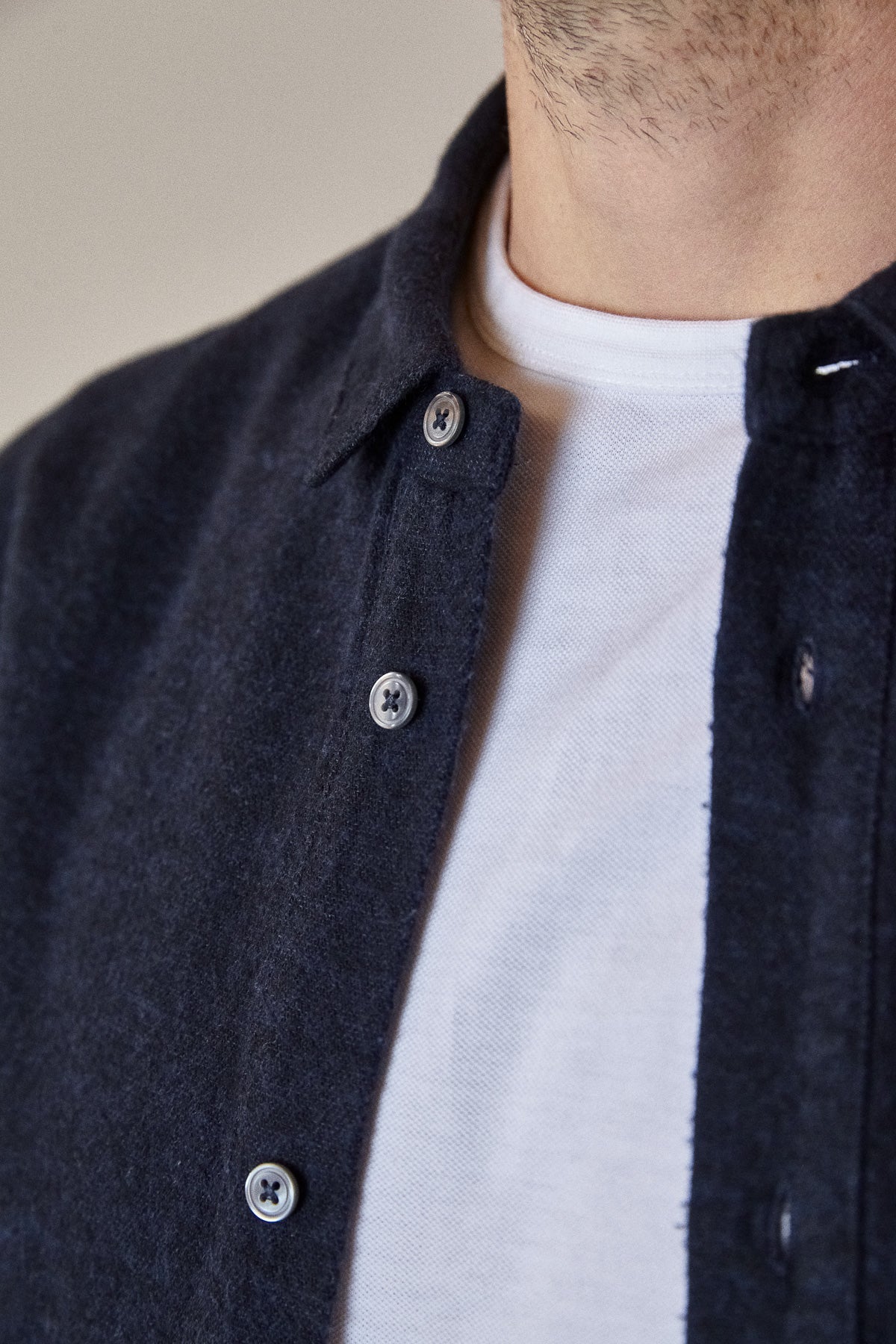 Chemise droite flanelle en coton bio | marine "simon shirt eco deep sea flannel"
