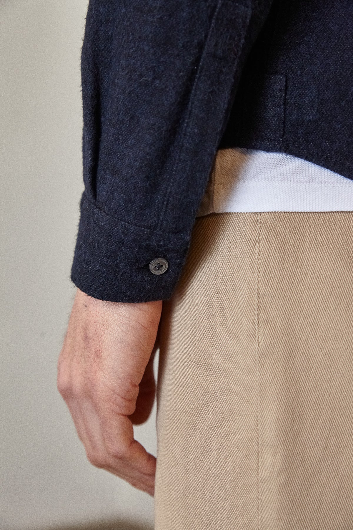 Chemise droite flanelle en coton bio | marine "simon shirt eco deep sea flannel"