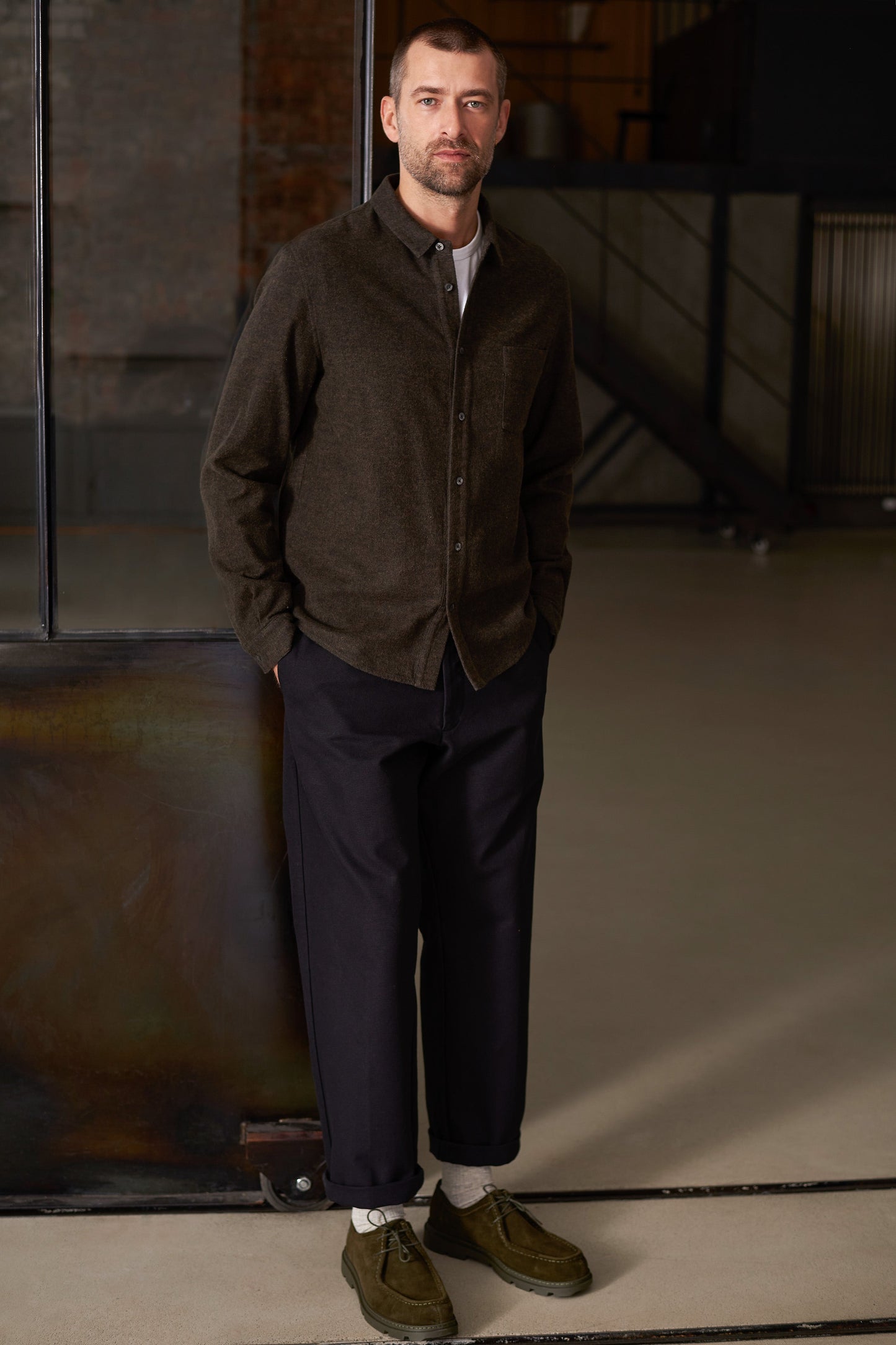 Chemise flanelle en coton bio | marron "simon eco brown flannel"