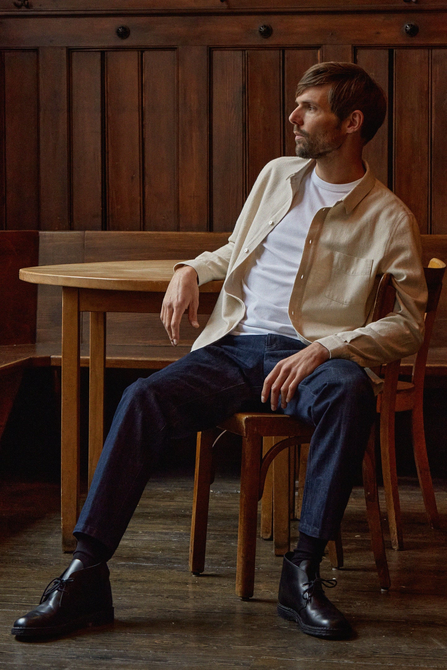 Chemise flanelle en coton bio | écru "simon eco light sand flannel"