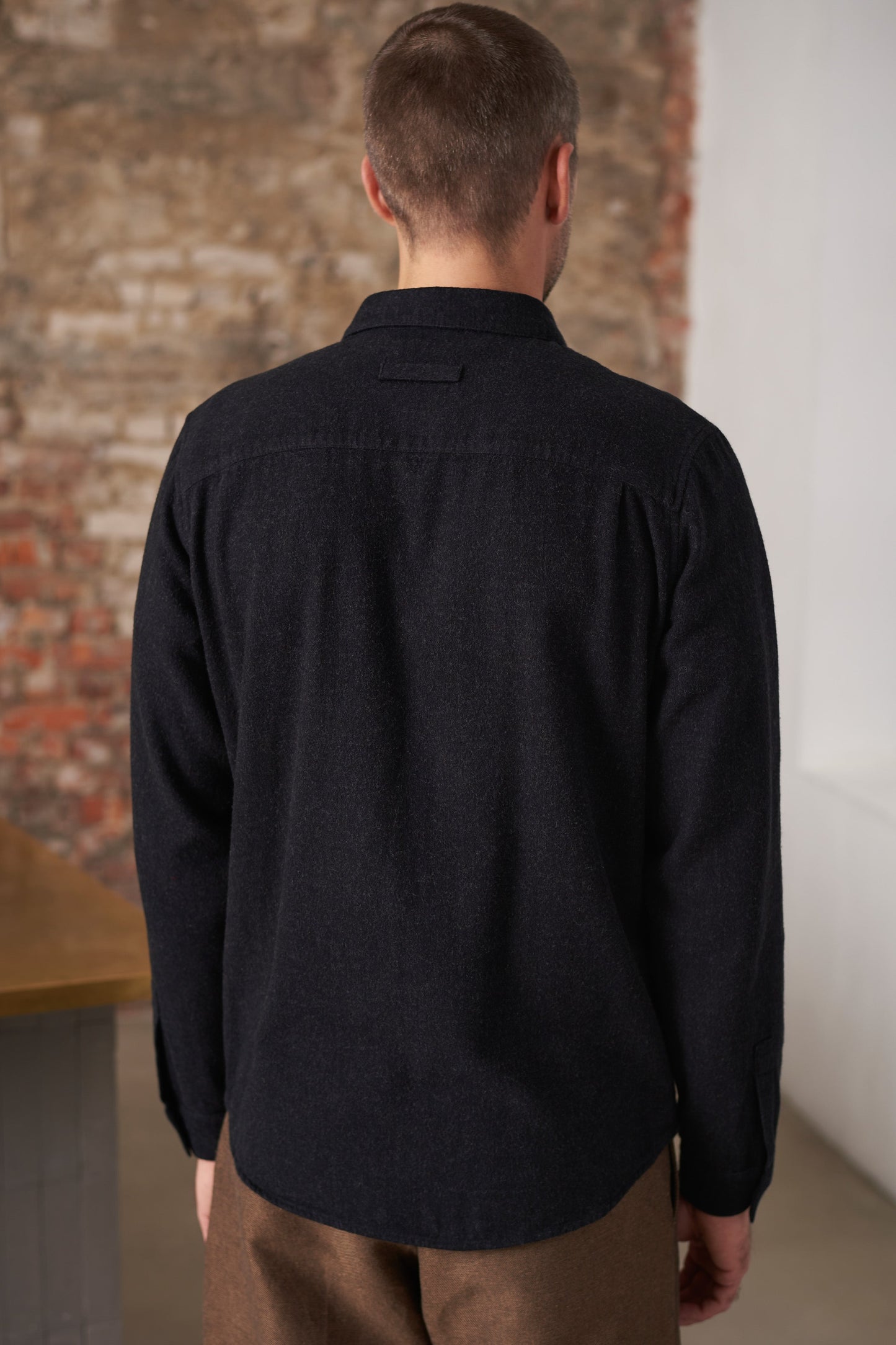 Chemise flanelle en coton biologique | noir "simon eco melange black flannel"