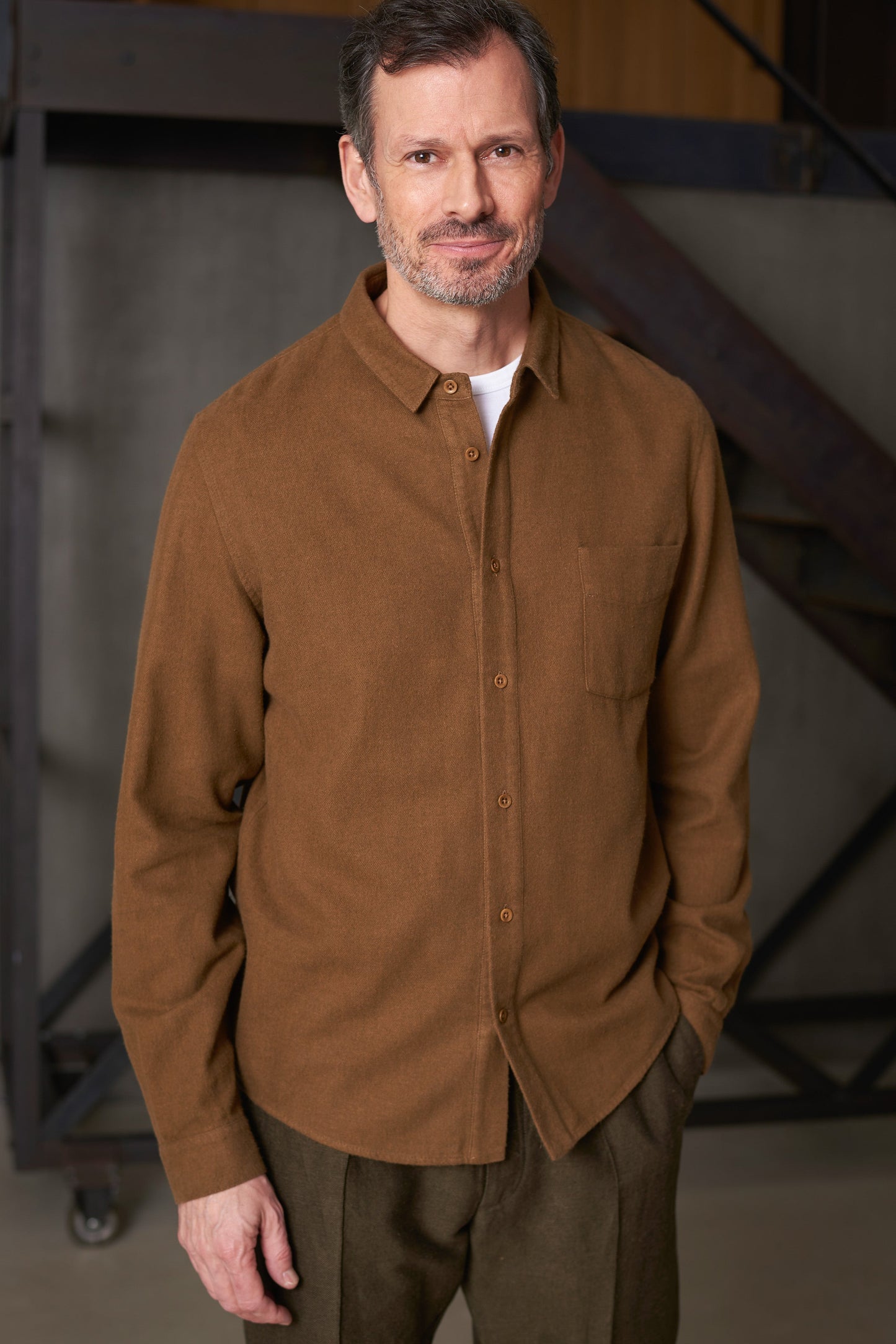 Chemise flanelle en coton biologique | marron "simon eco tobacco flannel"