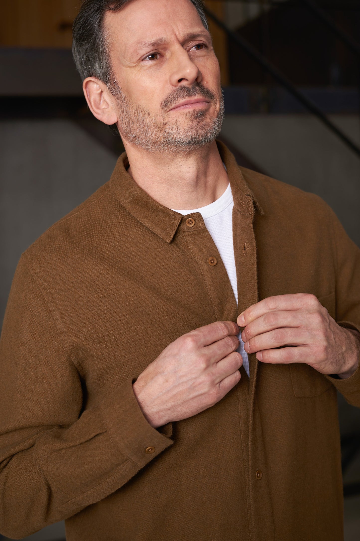 Chemise flanelle en coton biologique | marron "simon eco tobacco flannel"
