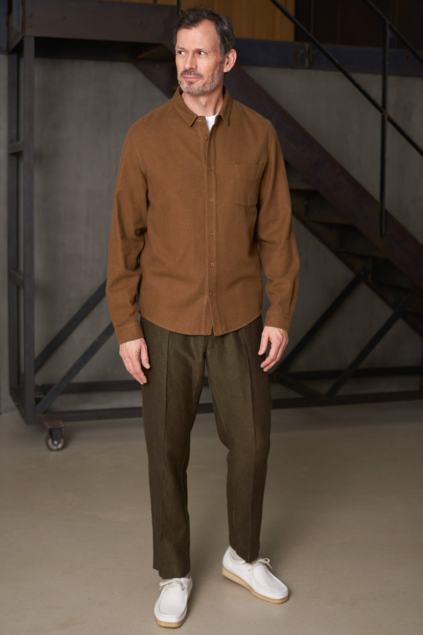 Chemise flanelle en coton biologique | marron "simon eco tobacco flannel"