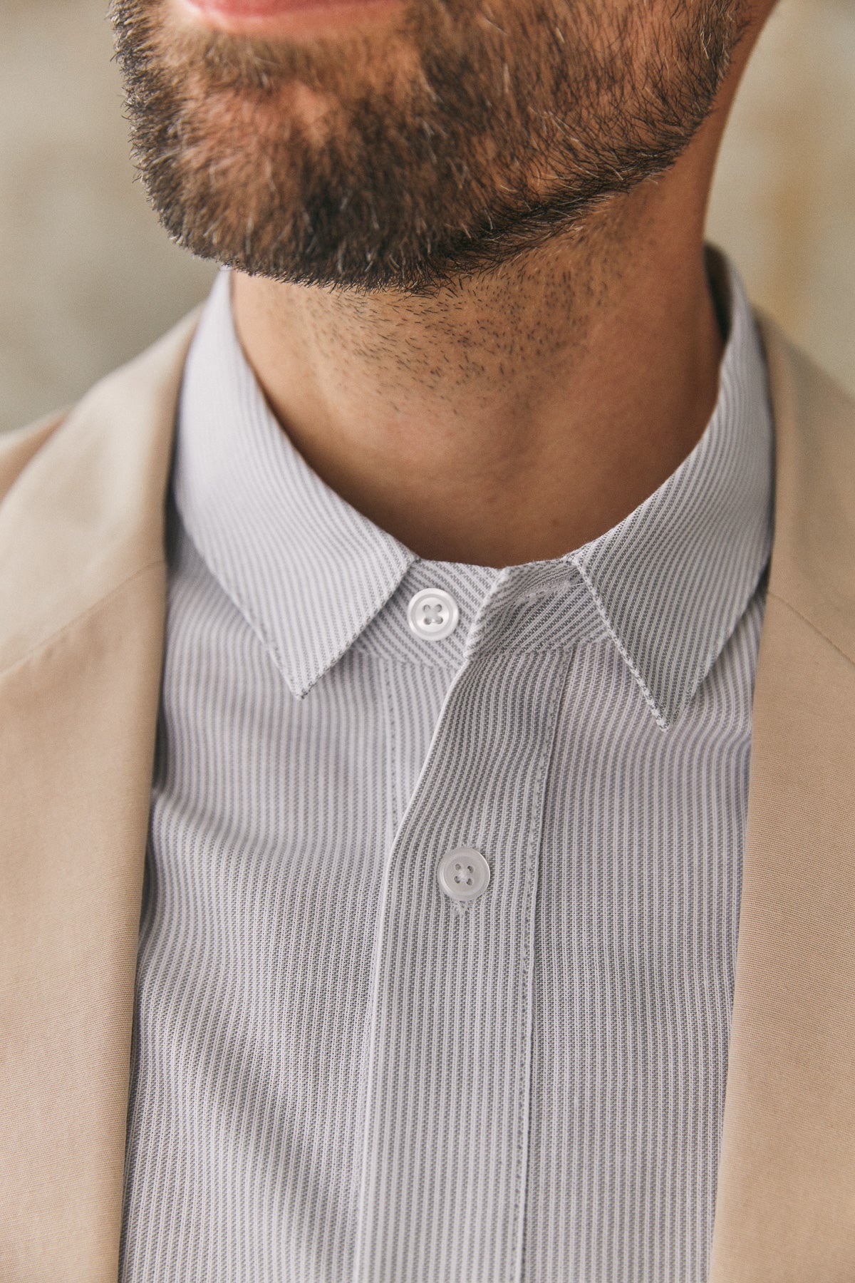 Chemise droite en coton bio | gris rayé "simon shirt - eco oxford striped grey"