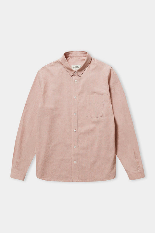 Chemise en coton bio | Rayé blanc et pêche "simon eco oxford striped peach"