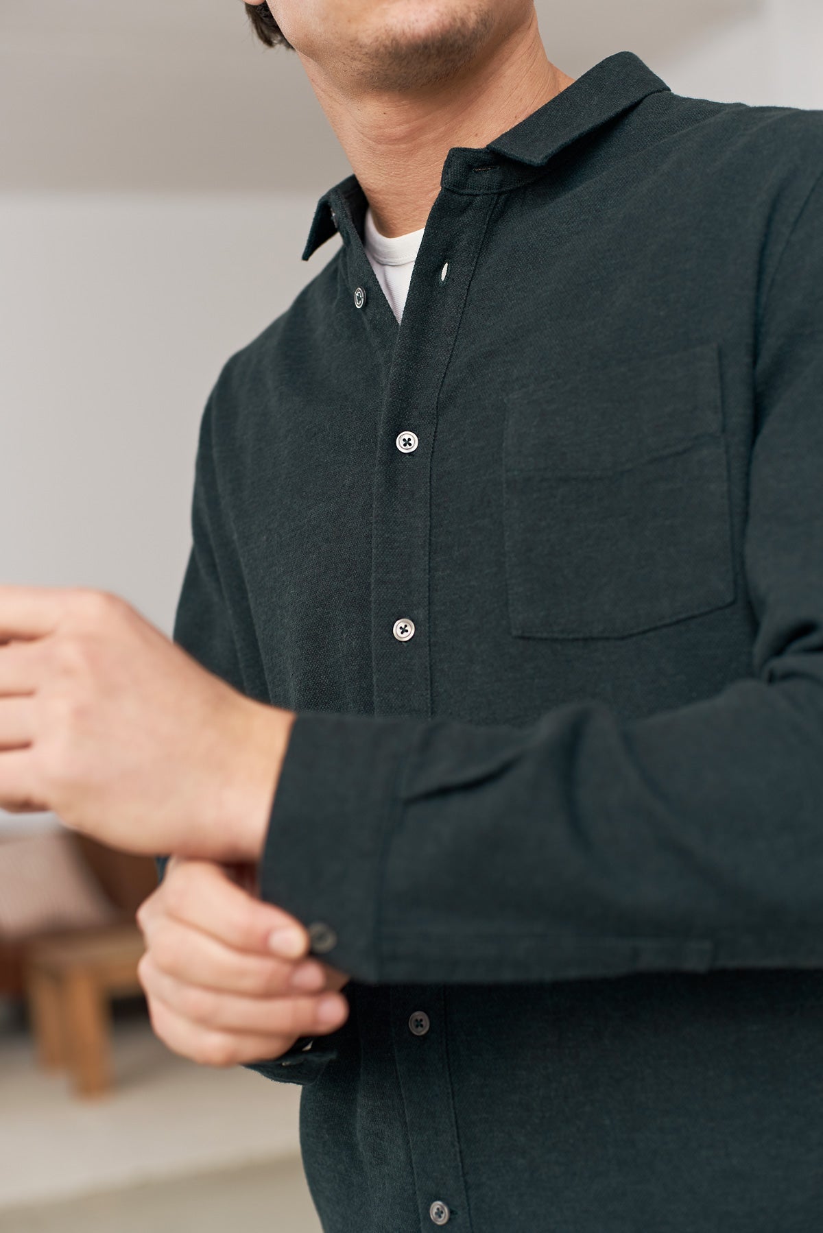 Chemise droite flannelle en coton bio | vert "simon shirt - eco scot green flannel"