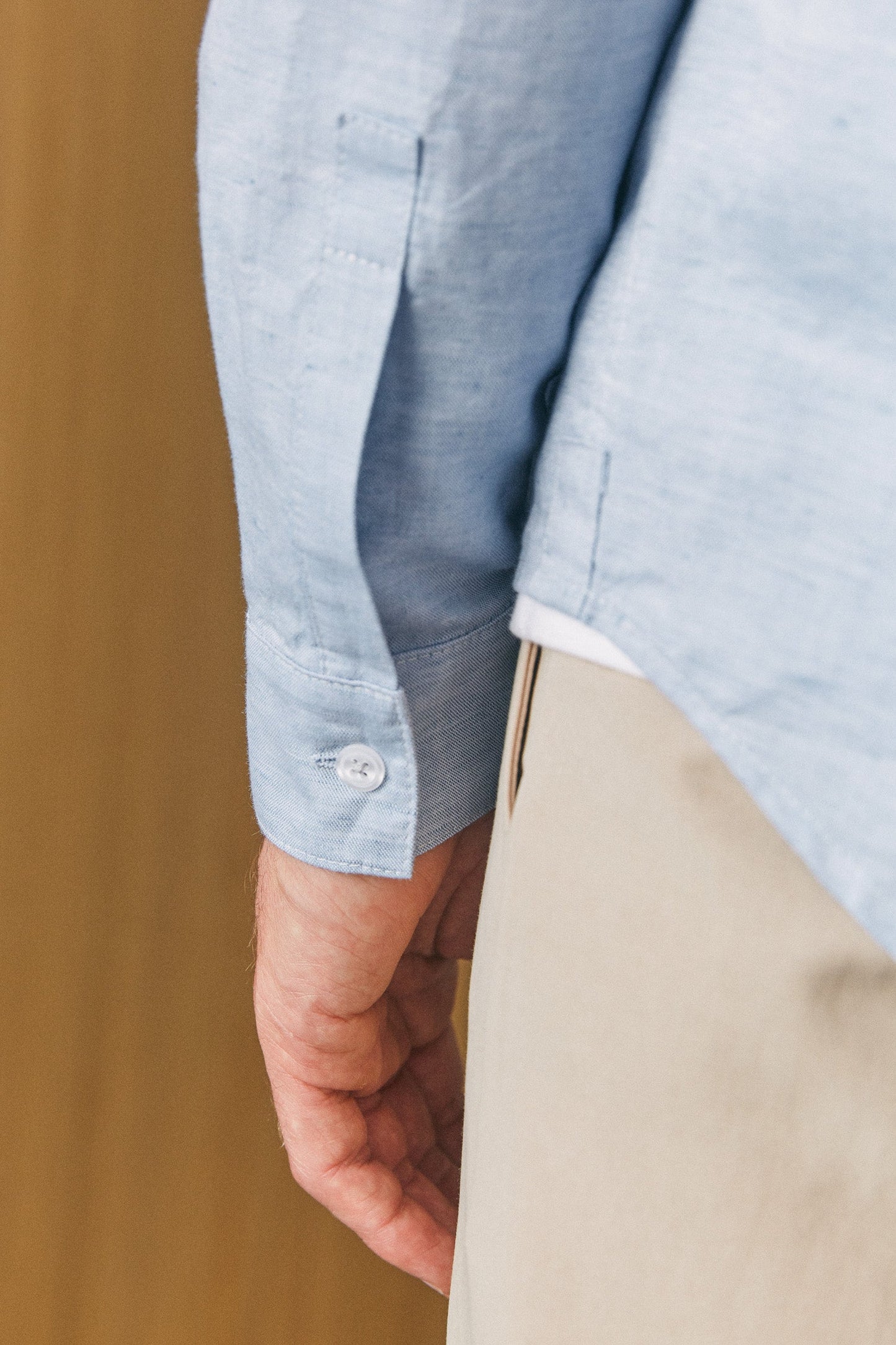 Chemise en coton bio et lin | bleu "simon riviera blue linen"