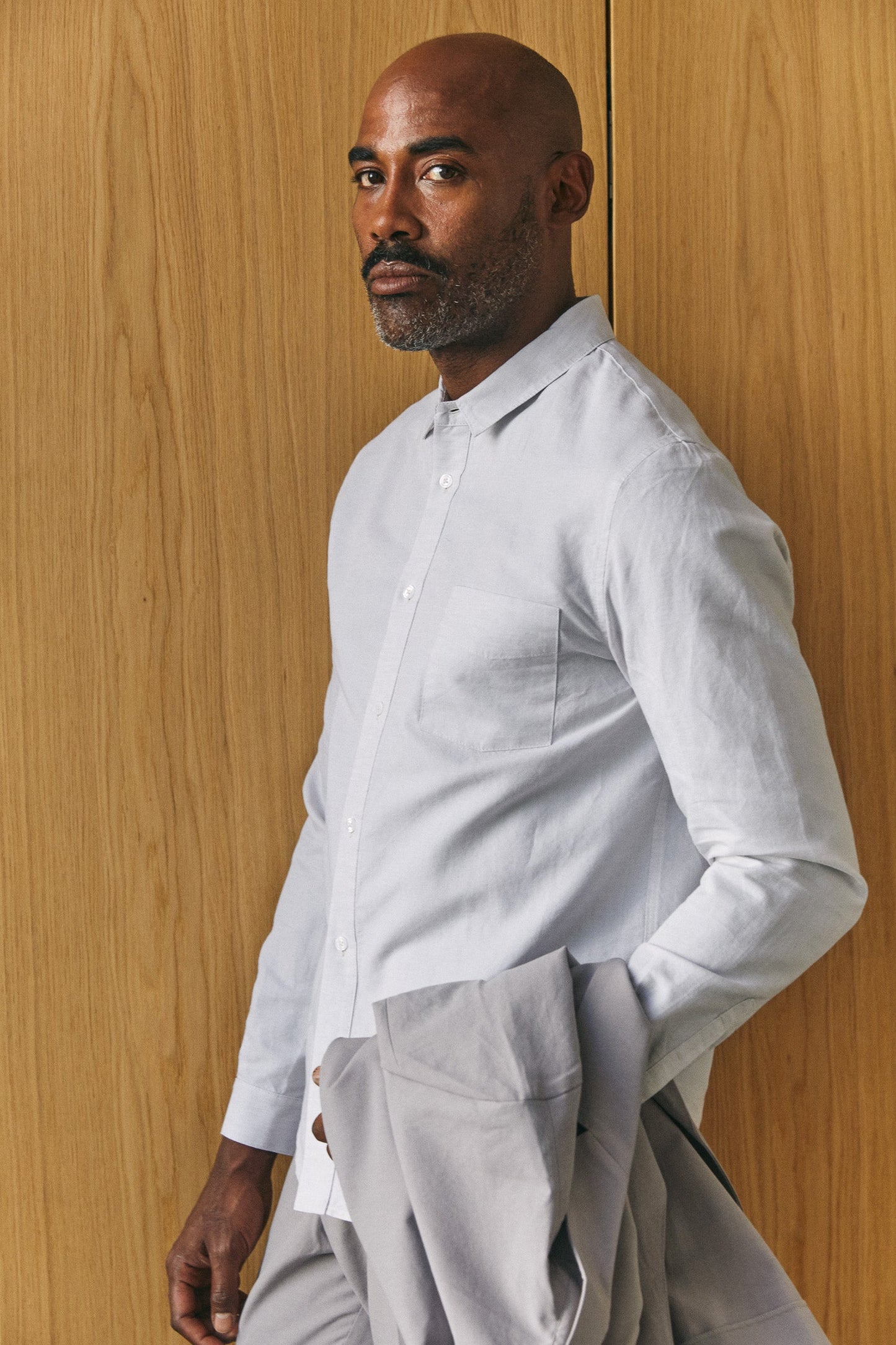 Chemise en coton bio et lin | gris "simon stone linen"