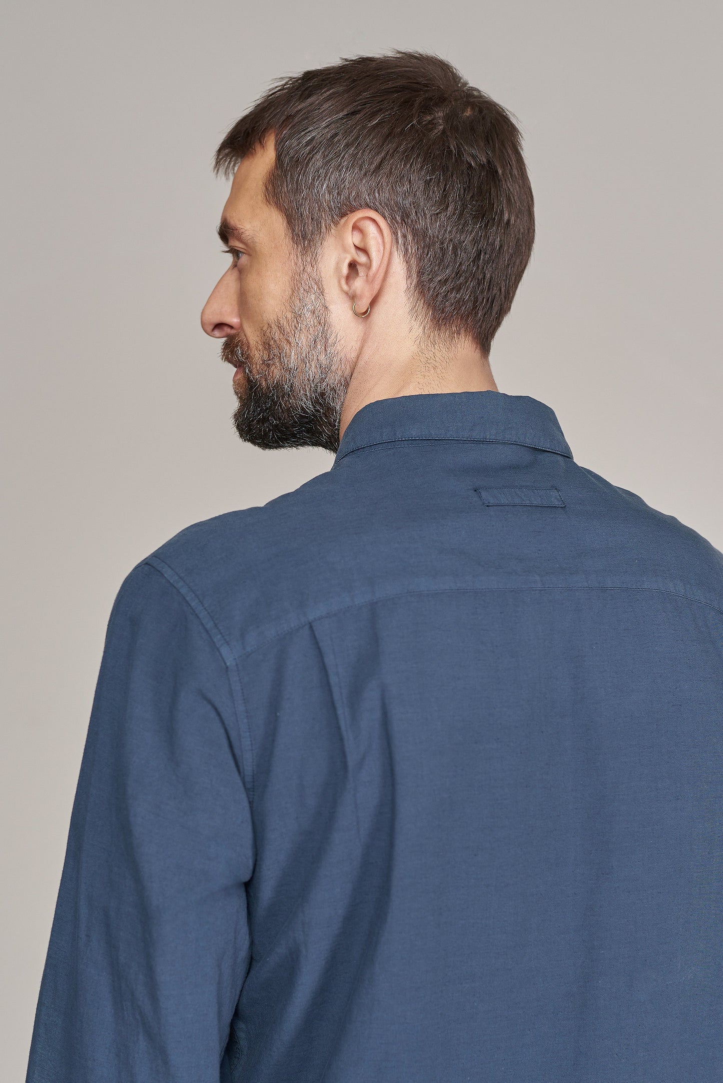 Chemise droite en coton bio, tencel et lin | marine "simon shirt - tencel linen cold navy"