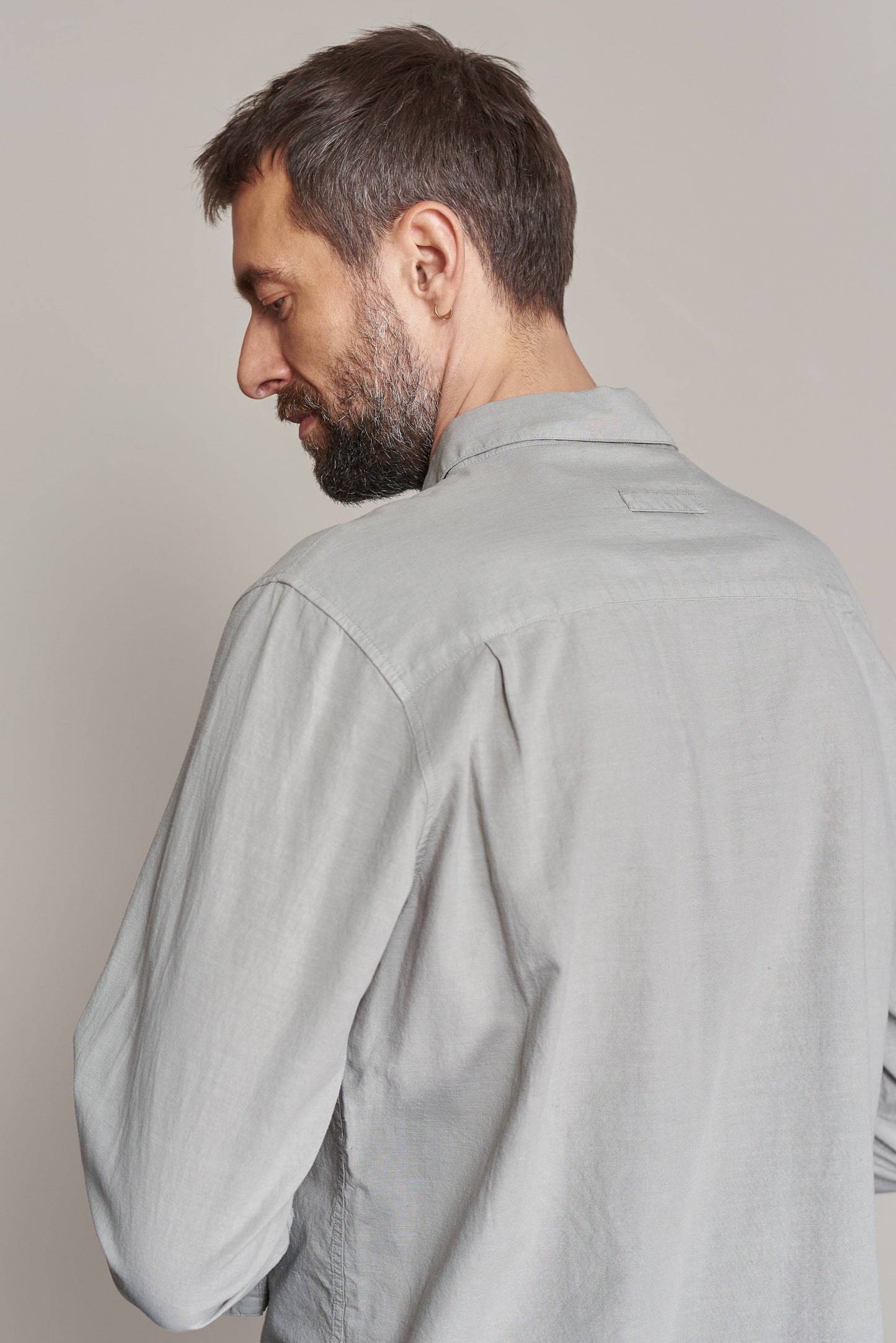 Chemise droite en coton bio, tencel et lin | gris "simon shirt - tencel linen reed"
