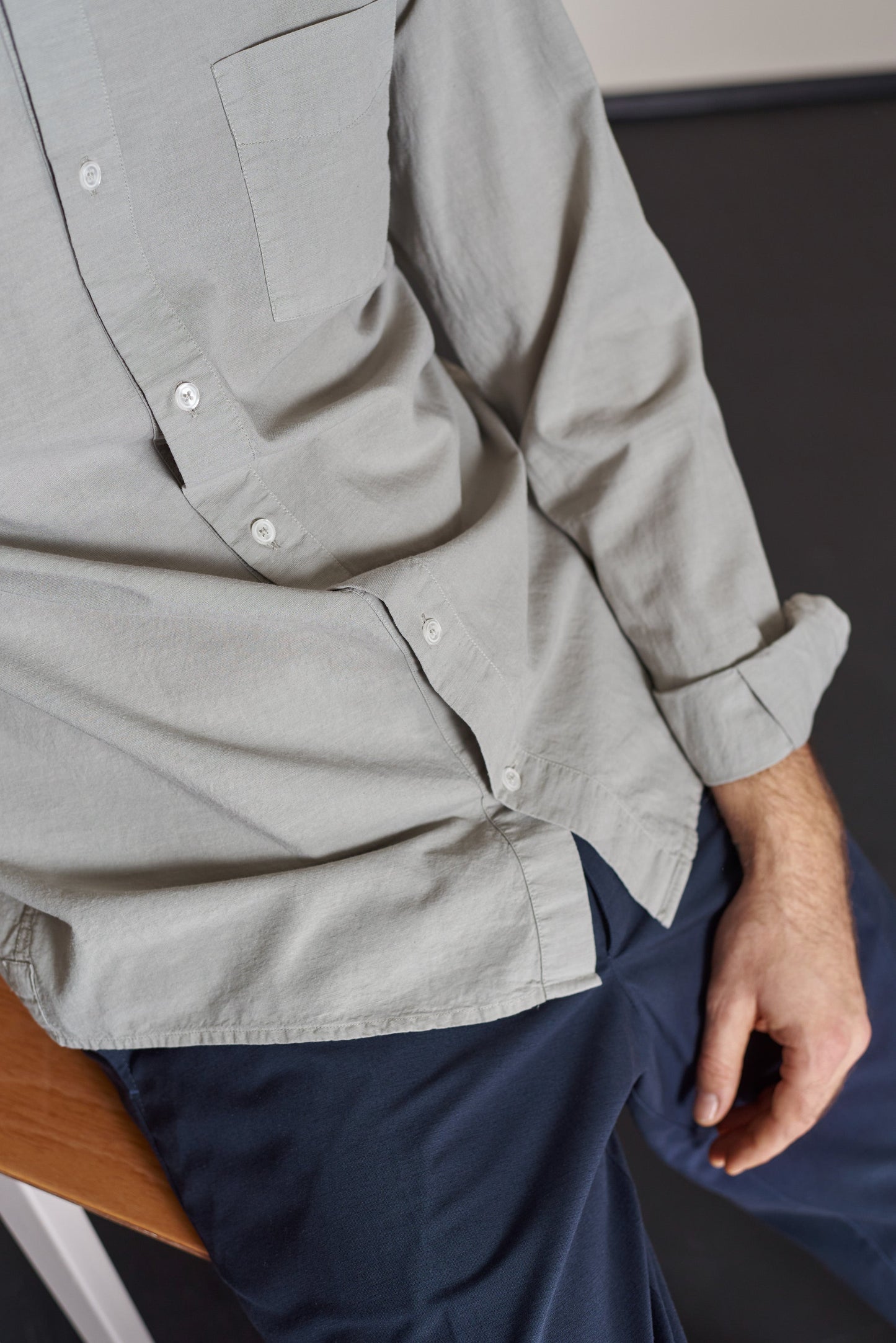 Chemise droite en coton bio, tencel et lin | gris "simon shirt - tencel linen reed"